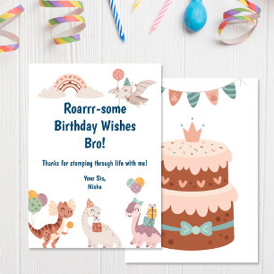 Dinosaur Birthday Greetings Tack Kort