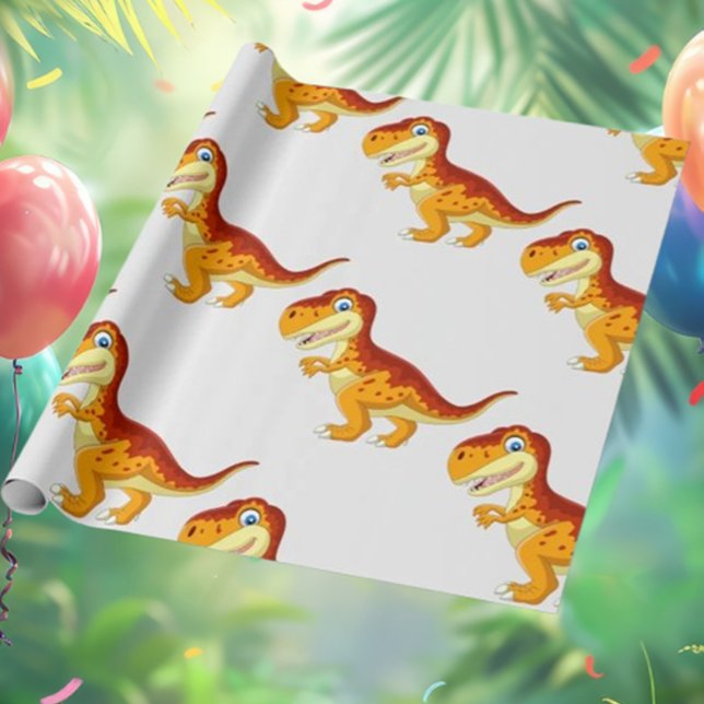 Dinosaur Birthday Guld Wrapping Papper Presentpapper (Make your little one's birthday extra special with our Dinosaur Birthday Gold Wrapping Paper.)