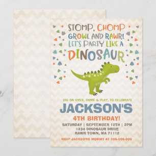 Dinosaur Birthday Inbjudan Dinosaur Gräver Party
