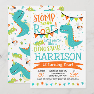 Dinosaur Birthday Inbjudan Dinosaur Roar Party