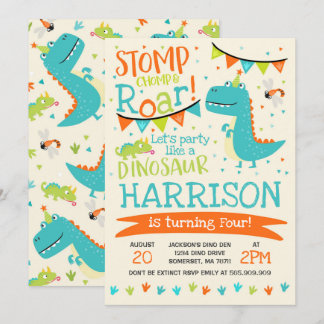 Dinosaur Birthday Inbjudan Dinosaur Roar Party