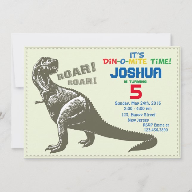 Dinosaur Birthday-inbjudan Inbjudningar (Framsida)
