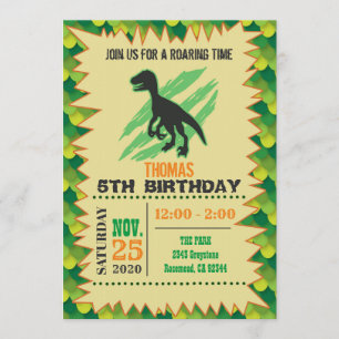 Dinosaur Birthday-inbjudan Inbjudningar