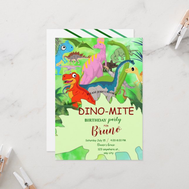 Dinosaur Birthday-inbjudan Inbjudningar (Fram/Back In Situ)