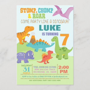 Dinosaur Birthday-inbjudan Inbjudningar