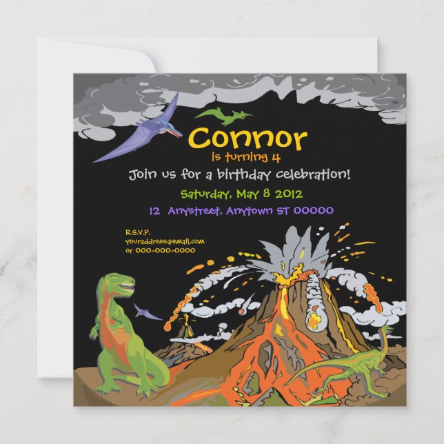 Dinosaur Birthday-inbjudan Inbjudningar (Framsida)