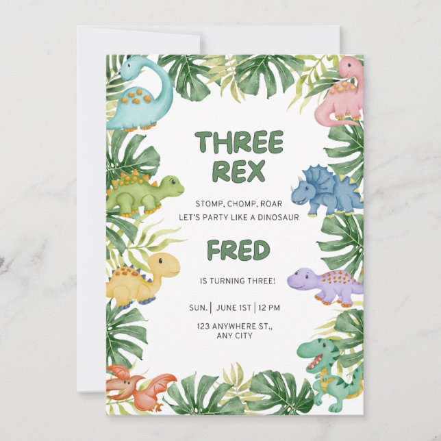 Dinosaur Birthday-inbjudan Inbjudningar (Framsida)