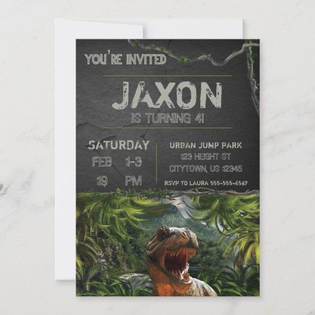 Dinosaur Birthday-inbjudan Inbjudningar (Framsida)