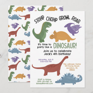 Dinosaur Birthday-inbjudan Inbjudningar