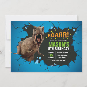 Dinosaur Birthday-inbjudan. Roar Party. Inbjudningar