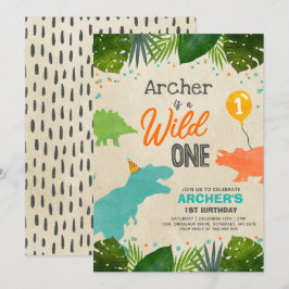 Dinosaur Birthday Inbjudan Vild 1 Dinosaur Party