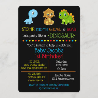Dinosaur Birthday-inbjudningar Inbjudningar