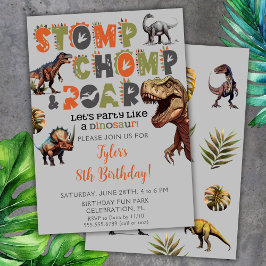 Dinosaur Birthday Investigation Boy Dino Typograph Inbjudningar