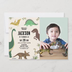 Dinosaur Birthday Investigation Party Boys Photo Inbjudningar
