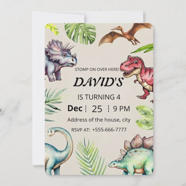 Dinosaur Birthday Invitation Inbjudningar (Framsida)