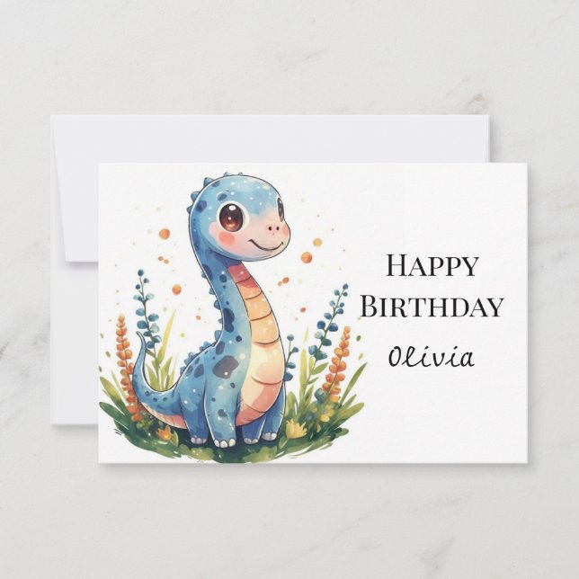 Dinosaur Birthday med vismisk utskrift Kort (Framsida)