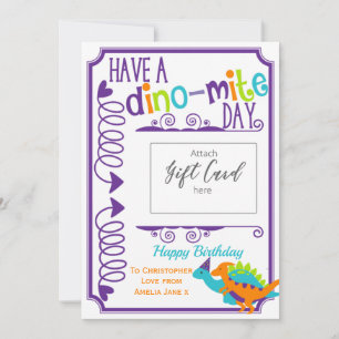Dinosaur Birthday Money Gift Card Holder