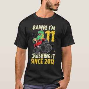 Dinosaur Birthday Monster Lastbil Rawr I är 11 Cru T Shirt