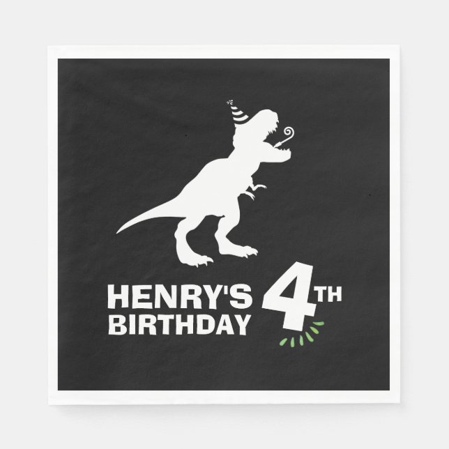 Dinosaur Birthday Papprare Napkins Pappersservett (Framsidan)