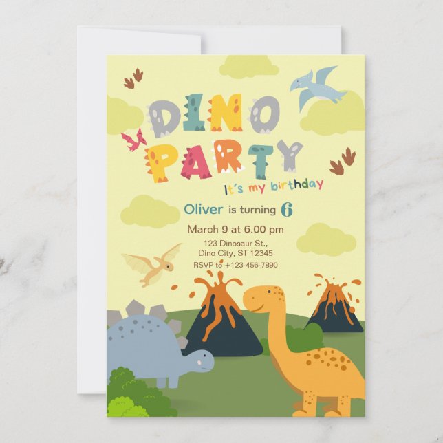 Dinosaur Birthday Party Inbjudningar (Framsida)