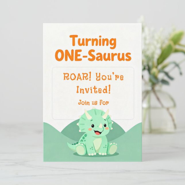 Dinosaur Birthday Party Invitation Inbjudningar (Stående Fram)