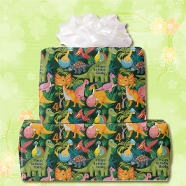 Dinosaur Birthday Personalize Namn & Age Gift Presentpapper