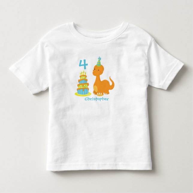 Dinosaur Birthday Personlig Shirt - Dino Bday Tee Shirt (Framsida)