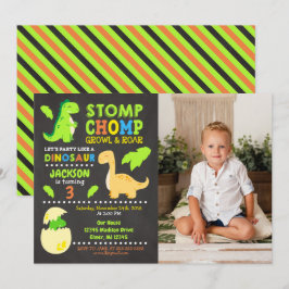 Dinosaur Birthday Photo Invitation for a Boy Inbjudningar