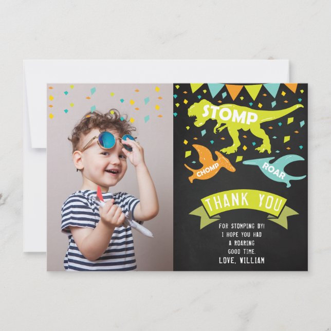 Dinosaur Birthday Photo Tack Kort (Framsida)