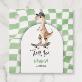 Dinosaur Birthday Retro T Rex Checkated Gåvor Etiketter