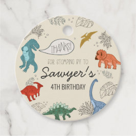 Dinosaur Birthday Round Favor Tag Gåvor Etiketter
