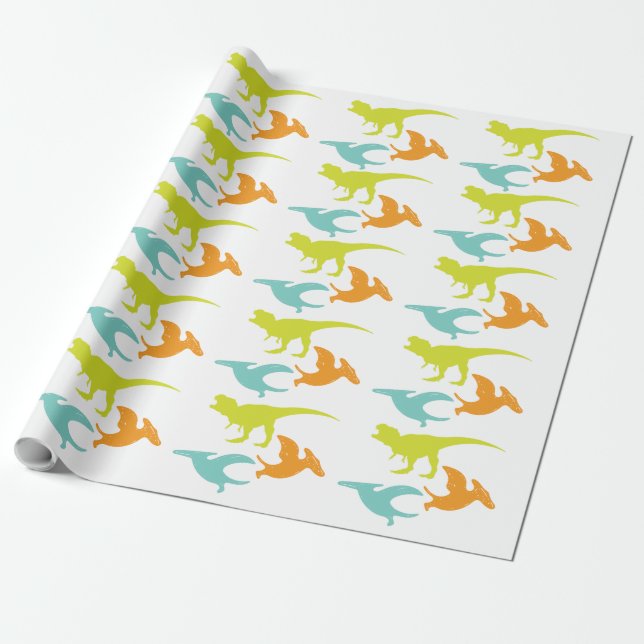 Dinosaur Birthday silhouette Presentpapper (Utrullad)
