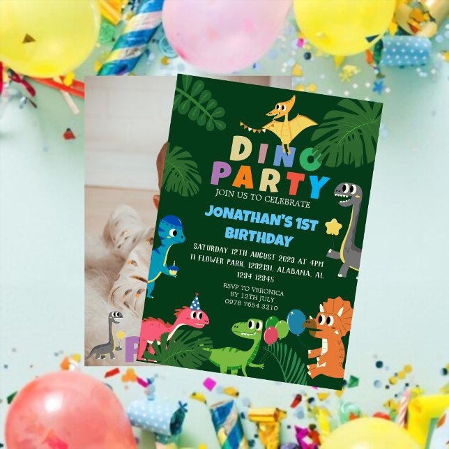 Dinosaur Birthday Simple Birthday Baby Photo Inbjudningar (Skapare uppladdad)