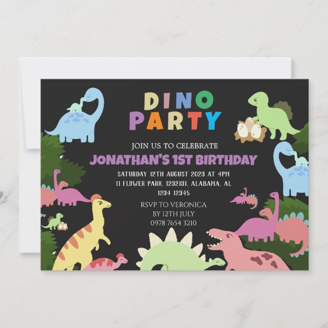 Dinosaur Birthday Simple Cute Birthday Baby Inbjudningar (Framsida)
