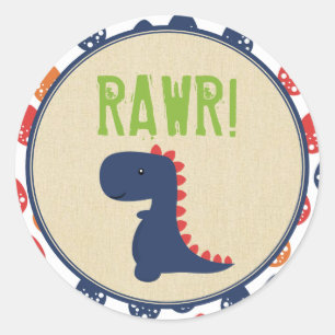 Dinosaur Birthday Stickers Runt Klistermärke