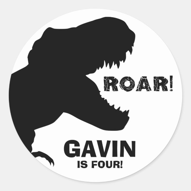 Dinosaur Birthday Stickers Runt Klistermärke (Framsida)