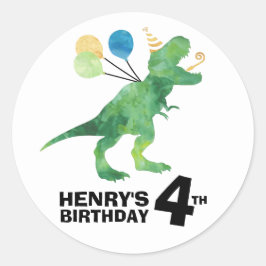 Dinosaur Birthday Stickers - Valfri ålder - Lägg t Runt Klistermärke