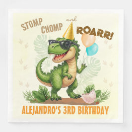 Dinosaur Birthday - Stomp Chomp Roar T-Rex Birthda Pappersservett