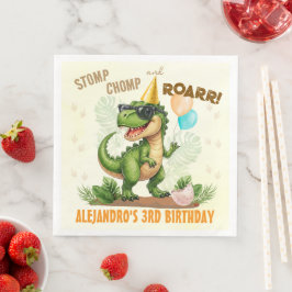 Dinosaur Birthday - Stomp Chomp Roar T-Rex Birthda Pappersservett
