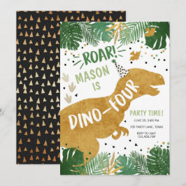 Dinosaur Birthday T-Rex Boy 4 Dino Birthday Inbjudningar
