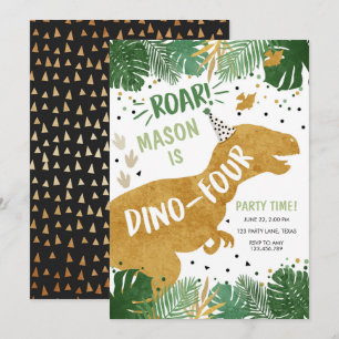 Dinosaur Birthday T-Rex Boy 4 Dino Birthday Inbjudningar