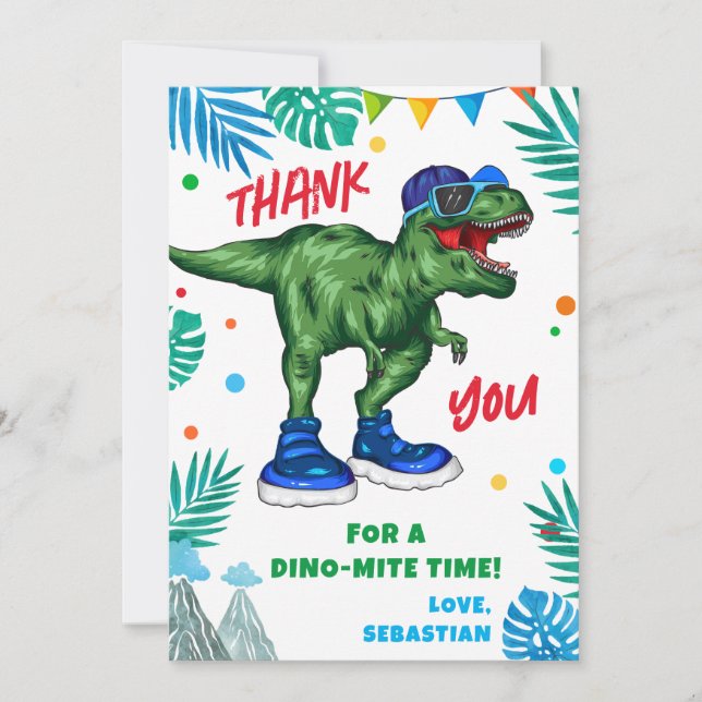 Dinosaur Birthday Tack du Card (Framsida)