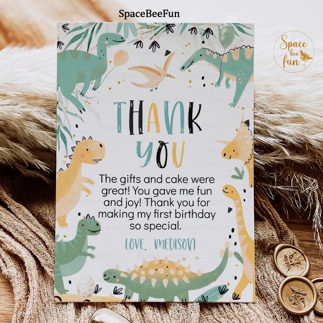 Dinosaur Birthday Three Rex Tack Boy Dino Inbjudningar (Dinosaur Birthday,Three Rex,Thank you card, Boy Dino 2nd rex,dinosaur party,birthday thank you,tropi)