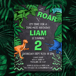 Dinosaur Birthday Trex Jurassic Chalkboard Party Inbjudningar