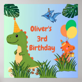 Dinosaur Birthday Välkommen Poster - Cute Dino Par