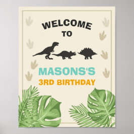 Dinosaur Birthday Välkomstskylt Boy Löv Party Poster