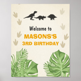 Dinosaur Birthday Välkomstskylt Boy Löv Party Poster