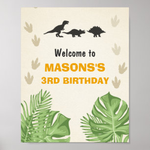 Dinosaur Birthday Välkomstskylt Boy Löv Party Poster