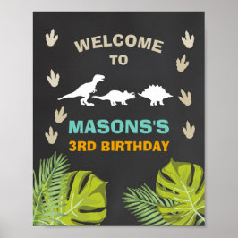 Dinosaur Birthday Välkomstskylt Boy Löv Party Poster