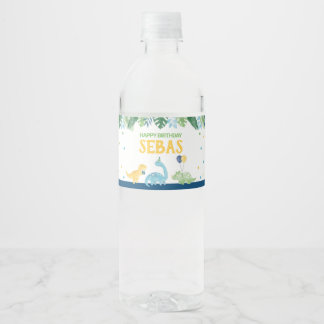 Dinosaur Birthday Vattenflaskor Etikett